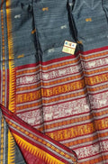 Grey Handloom Bhagalpur Pure Tussar Silk Saree - Luxurion World