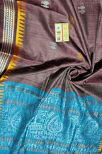 Brown Handloom Bhagalpur Pure Tussar Silk Saree - Luxurion World