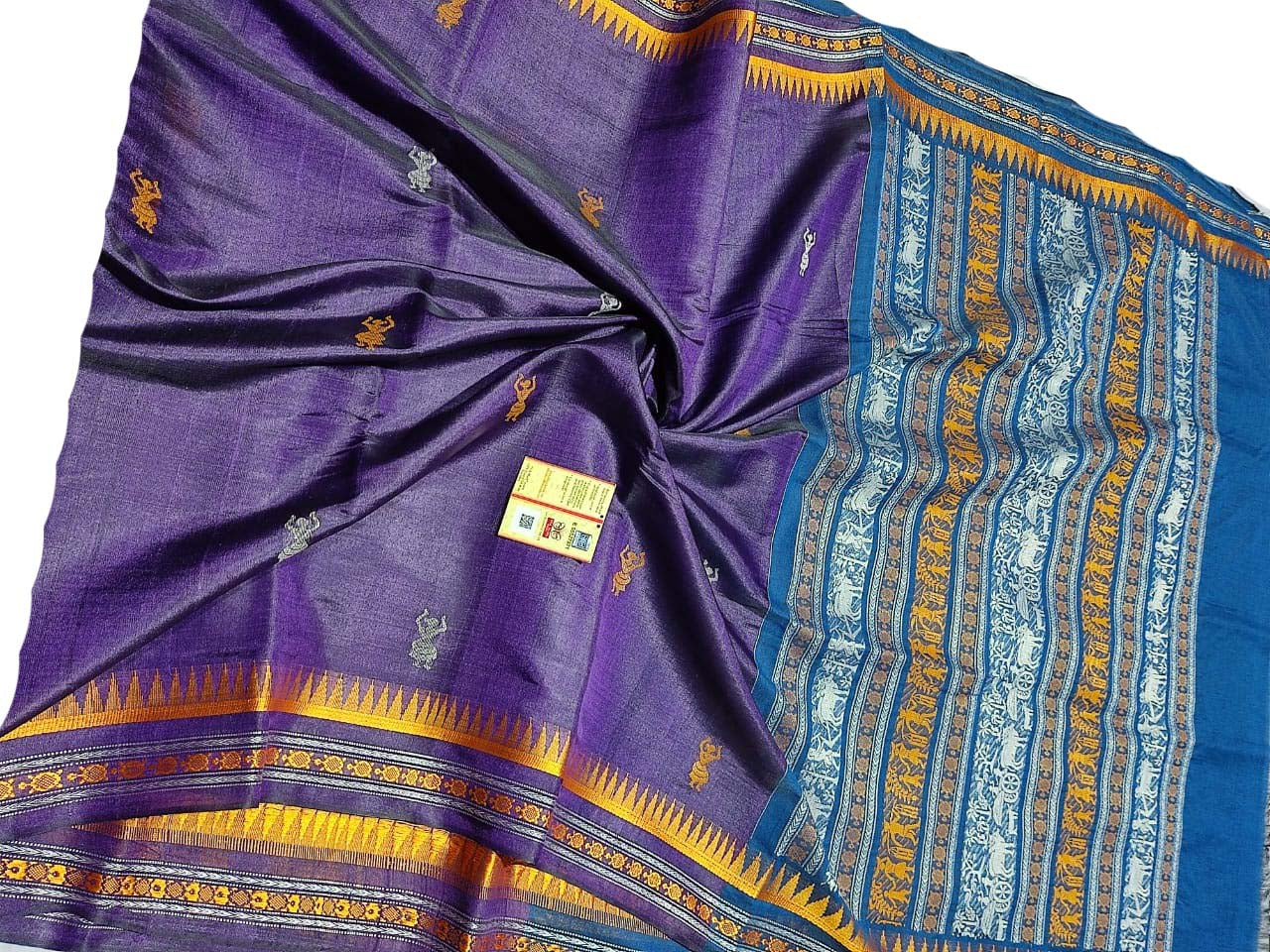 Purple Handloom Bhagalpur Pure Tussar Silk Saree - Luxurion World