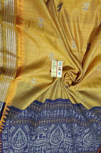 Yellow Handloom Bhagalpur Pure Tussar Silk Saree - Luxurion World