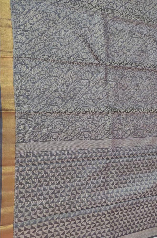Grey Handloom Bhagalpur Pure Tussar Silk Saree - Luxurion World