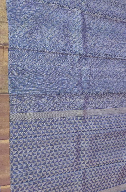 Blue Handloom Bhagalpur Pure Tussar Silk Saree - Luxurion World