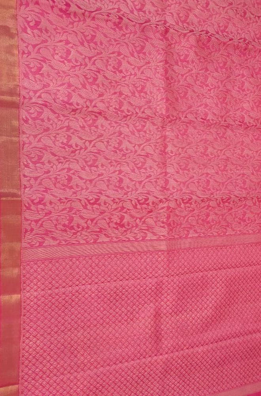 Pink Handloom Bhagalpur Pure Tussar Silk Saree - Luxurion World