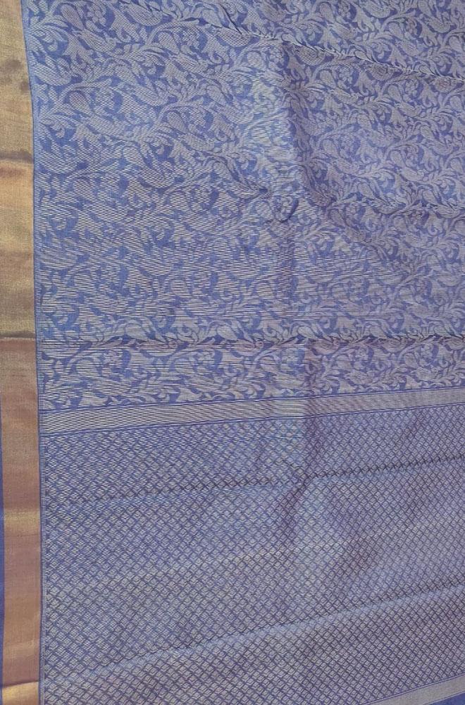 Blue Handloom Bhagalpur Pure Tussar Silk Saree - Luxurion World