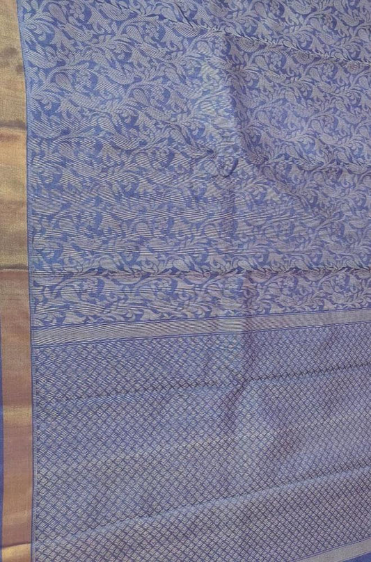 Blue Handloom Bhagalpur Pure Tussar Silk Saree - Luxurion World