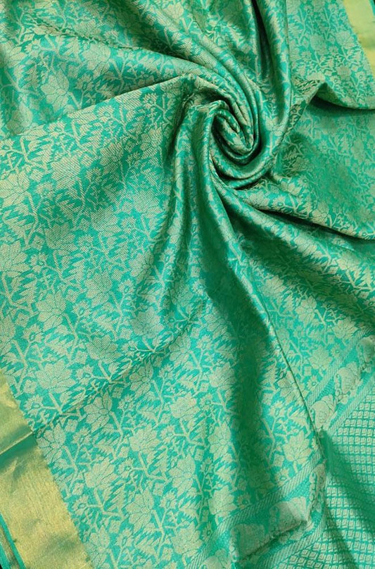 Green Handloom Bhagalpur Pure Tussar Silk Saree - Luxurion World
