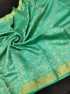 Green Handloom Bhagalpur Pure Tussar Silk Saree - Luxurion World
