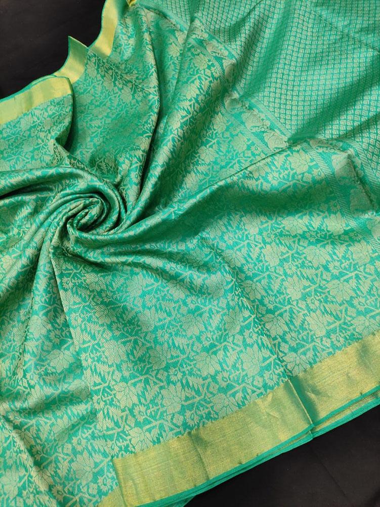 Green Handloom Bhagalpur Pure Tussar Silk Saree - Luxurion World