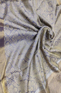 Grey Handloom Bhagalpur Pure Tussar Silk Saree - Luxurion World