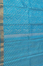 Blue Handloom Bhagalpur Pure Tussar Silk Saree - Luxurion World