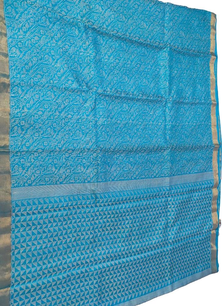 Blue Handloom Bhagalpur Pure Tussar Silk Saree