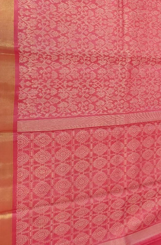 Pink Handloom Bhagalpur Pure Tussar Silk Saree - Luxurion World