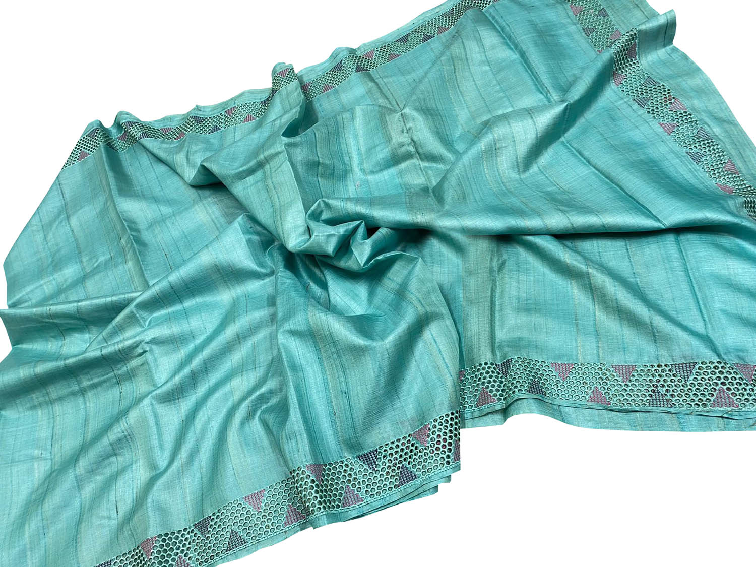 Handloom Tussar Cut Work Saree - Blue Bhagalpur Desi | Professional Ethnic Wear - Luxurion World