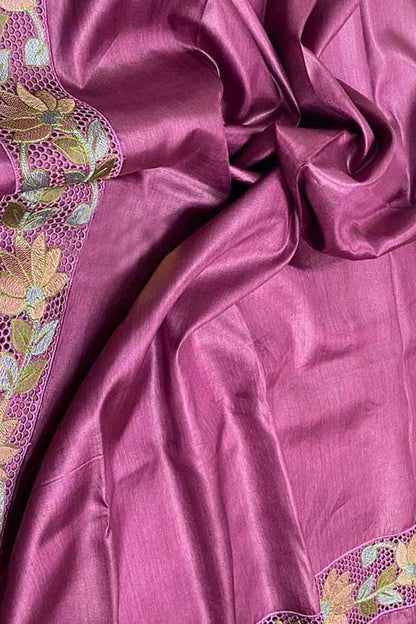 Handloom Tussar Cut Work Saree - Pink Bhagalpur Desi | Professional Attire - Luxurion World
