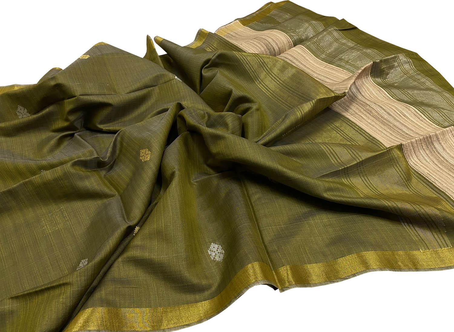 Green Bhagalpur Handloom Pure Tussar Silk Saree - Luxurion World