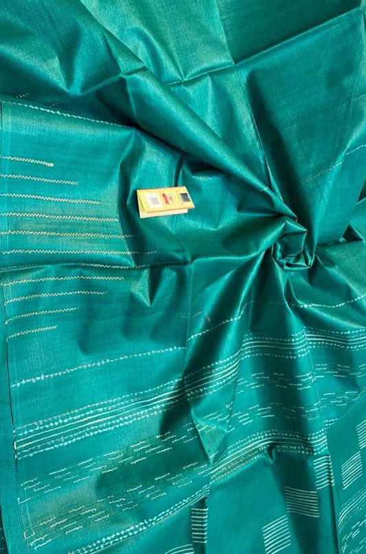 Blue Handloom Bhagalpur Tussar Silk Saree - Luxurion World