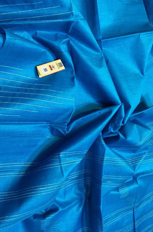 Blue Handloom Bhagalpur Tussar Silk Saree - Luxurion World