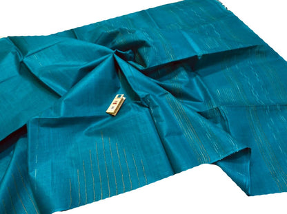Blue Handloom Bhagalpur Tussar Silk Saree - Luxurion World