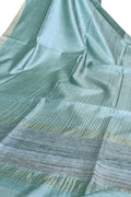 Blue Bhagalpur Handloom Pure Moonga Tussar Silk Saree - Luxurion World