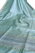 Blue Bhagalpur Handloom Pure Moonga Tussar Silk Saree - Luxurion World