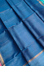 Blue Bhagalpur Handloom Pure Moonga Tussar Silk Saree - Luxurion World