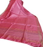 Pink Bhagalpur Handloom Pure Moonga Tussar Silk Saree - Luxurion World