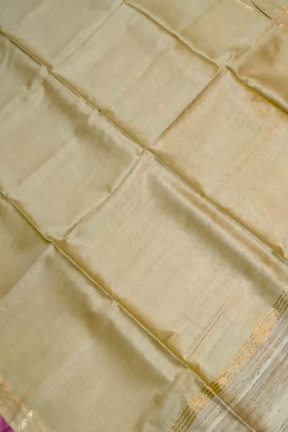 Pastel Bhagalpur Handloom Pure Moonga Tussar Silk Saree - Luxurion World