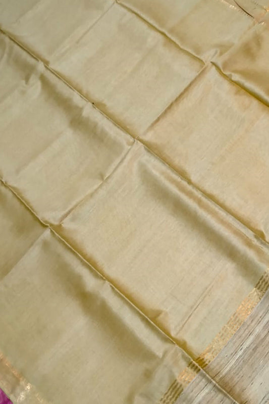 Pastel Bhagalpur Handloom Pure Moonga Tussar Silk Saree - Luxurion World