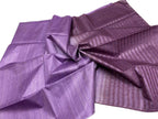 Purple Bhagalpur Handloom Pure Tussar Ghicha Stripes Saree - Luxurion World