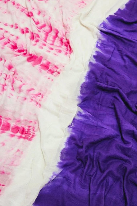 Multicolor Bhagalpur Mul Mul Cotton Shibori Design Saree - Luxurion World