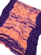 Orange And Purple Bhagalpur Mul Mul Cotton Shibori Design Saree - Luxurion World
