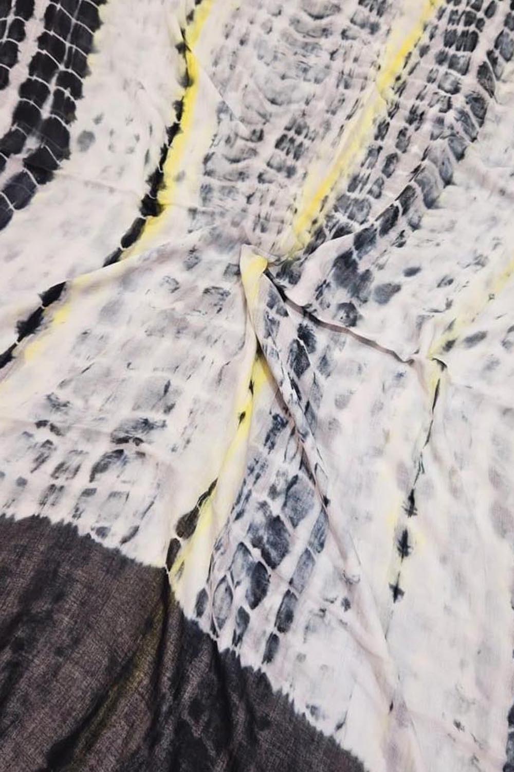 Multicolor Bhagalpur Mul Mul Cotton Shibori Design Saree - Luxurion World