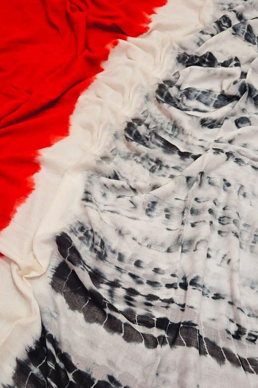 Multicolor Bhagalpur Mul Mul Cotton Shibori Design Saree - Luxurion World