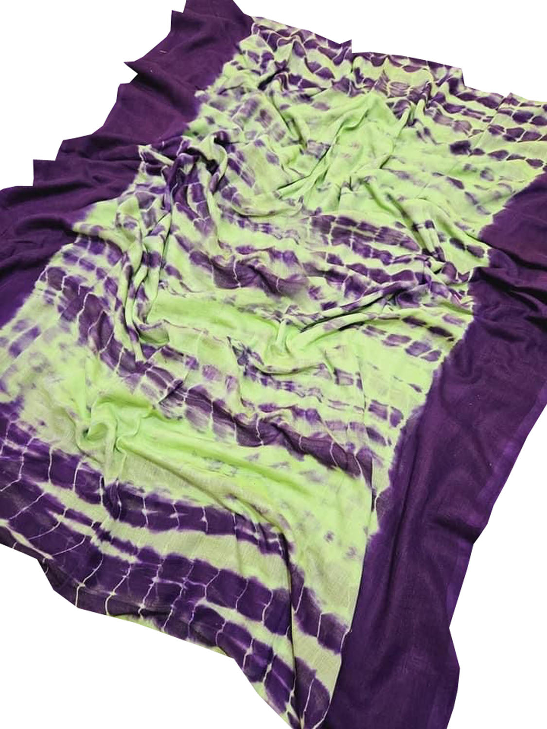 Multicolor Bhagalpur Mul Mul Cotton Shibori Design Saree - Luxurion World
