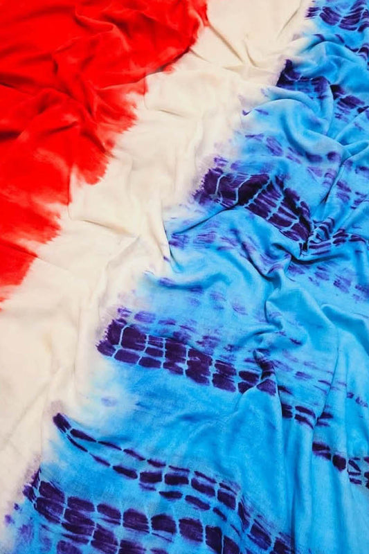 Multicolor Bhagalpur Mul Mul Cotton Shibori Design Saree - Luxurion World