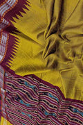 Green Bhagalpur Handloom Pure Tussar Silk Ikat Border Saree - Luxurion World
