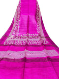 Pink Block Printed Pure Tussar Ghicha Silk Saree - Luxurion World