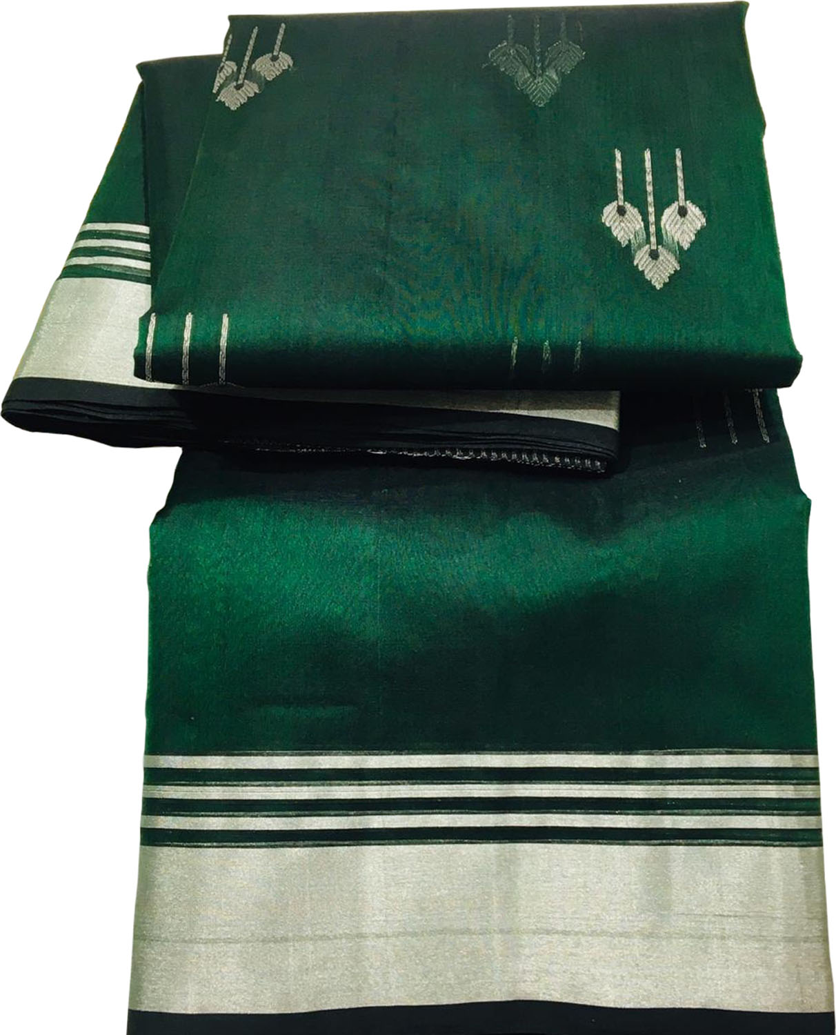 Green Chanderi Handloom Tissue Katan Silk Saree
