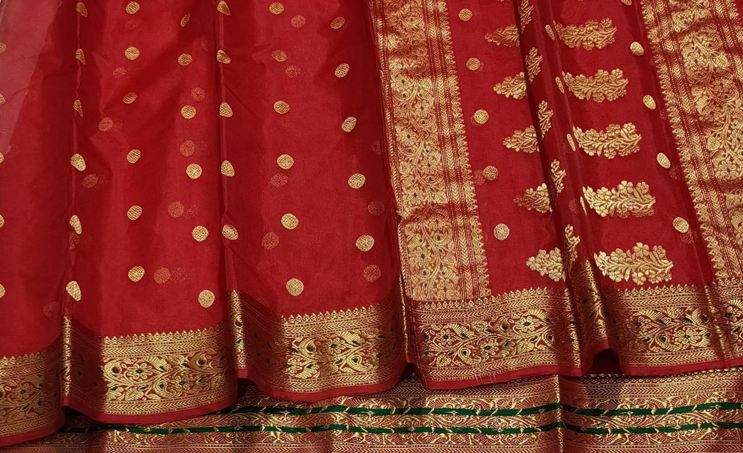 Red Handloom Chanderi Pure Katan Silk Saree - Luxurion World
