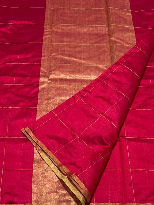 Pink Chanderi Handloom Pure Katan Silk Saree - Luxurion World