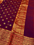 Purple Chanderi Handloom Pure Katan Silk Saree - Luxurion World