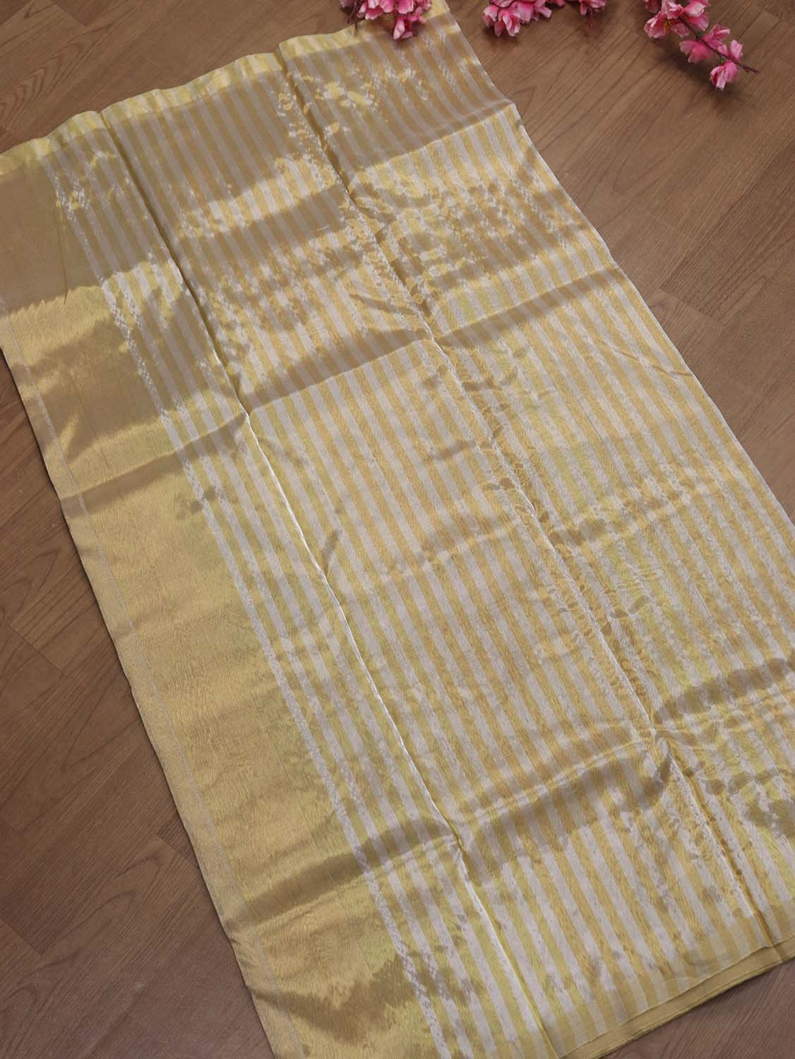 Golden Chanderi Handloom Tissue Silk Saree
