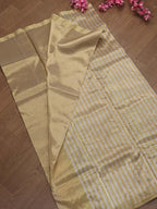 Golden Chanderi Handloom Tissue Silk Saree - Luxurion World