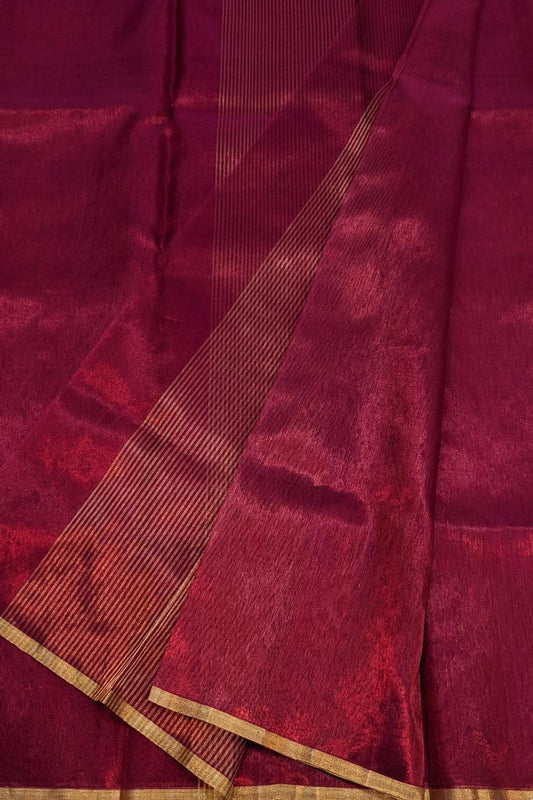 Exquisite Pink Chanderi Handloom Pure Silk Saree - Luxurion World
