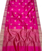 Pink Chanderi Handloom Pure Silk Saree - Luxurion World