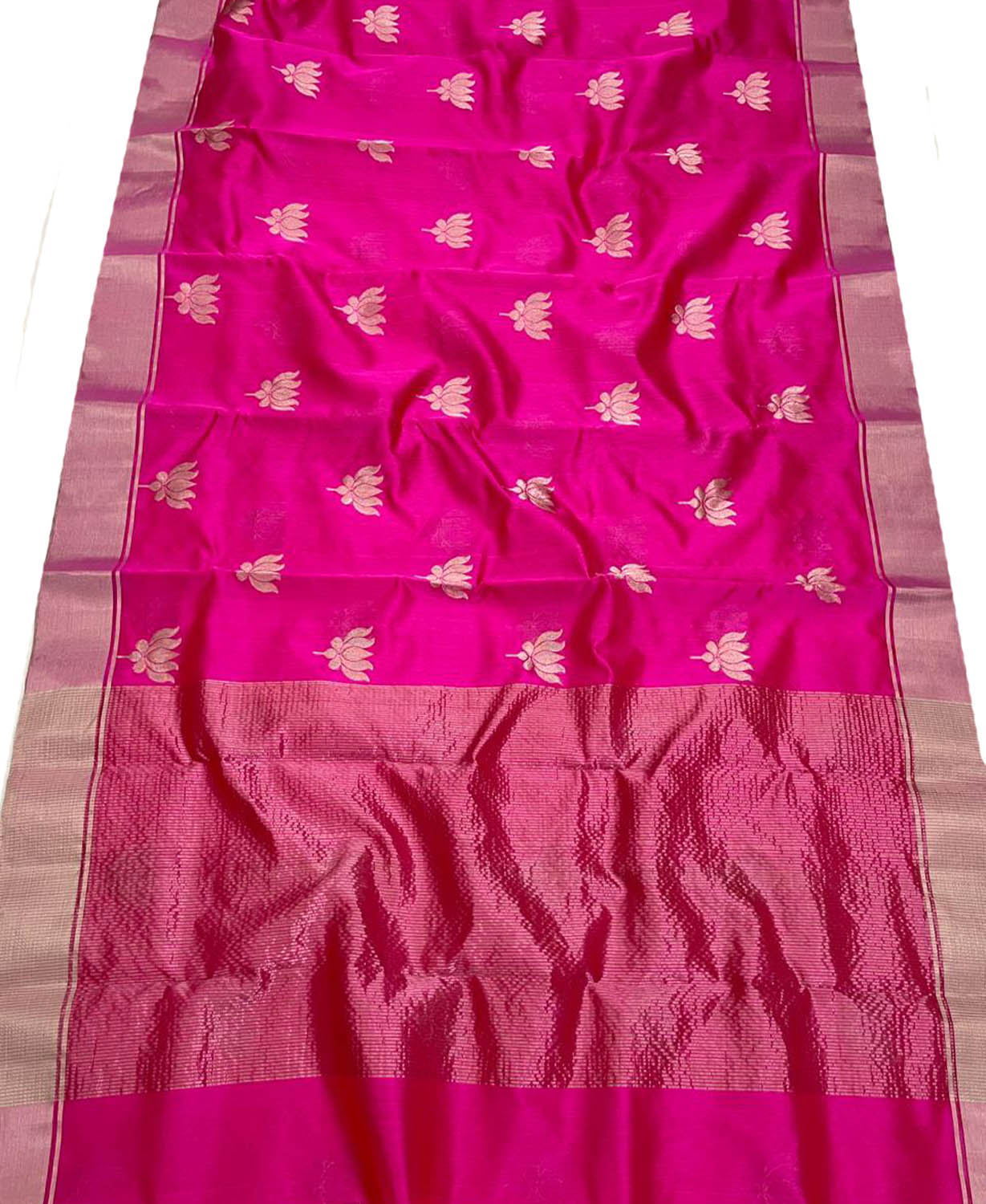 Pink Chanderi Handloom Pure Silk Saree - Luxurion World