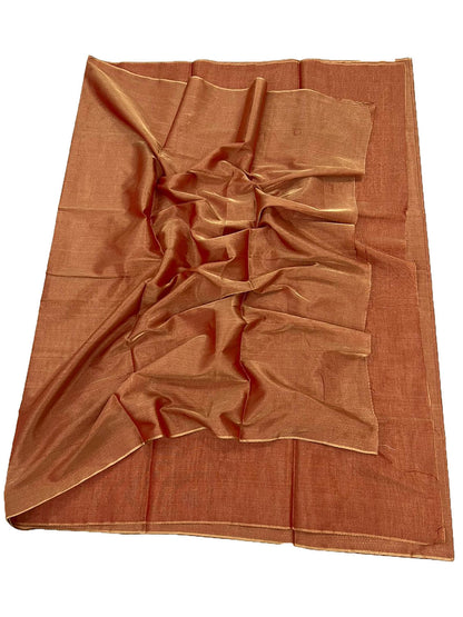Golden Plain Chanderi Handloom Tissue Silk Saree - Luxurion World