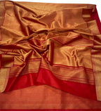 Exquisite Golden Chanderi Handloom Katan Silk Saree - Luxurion World