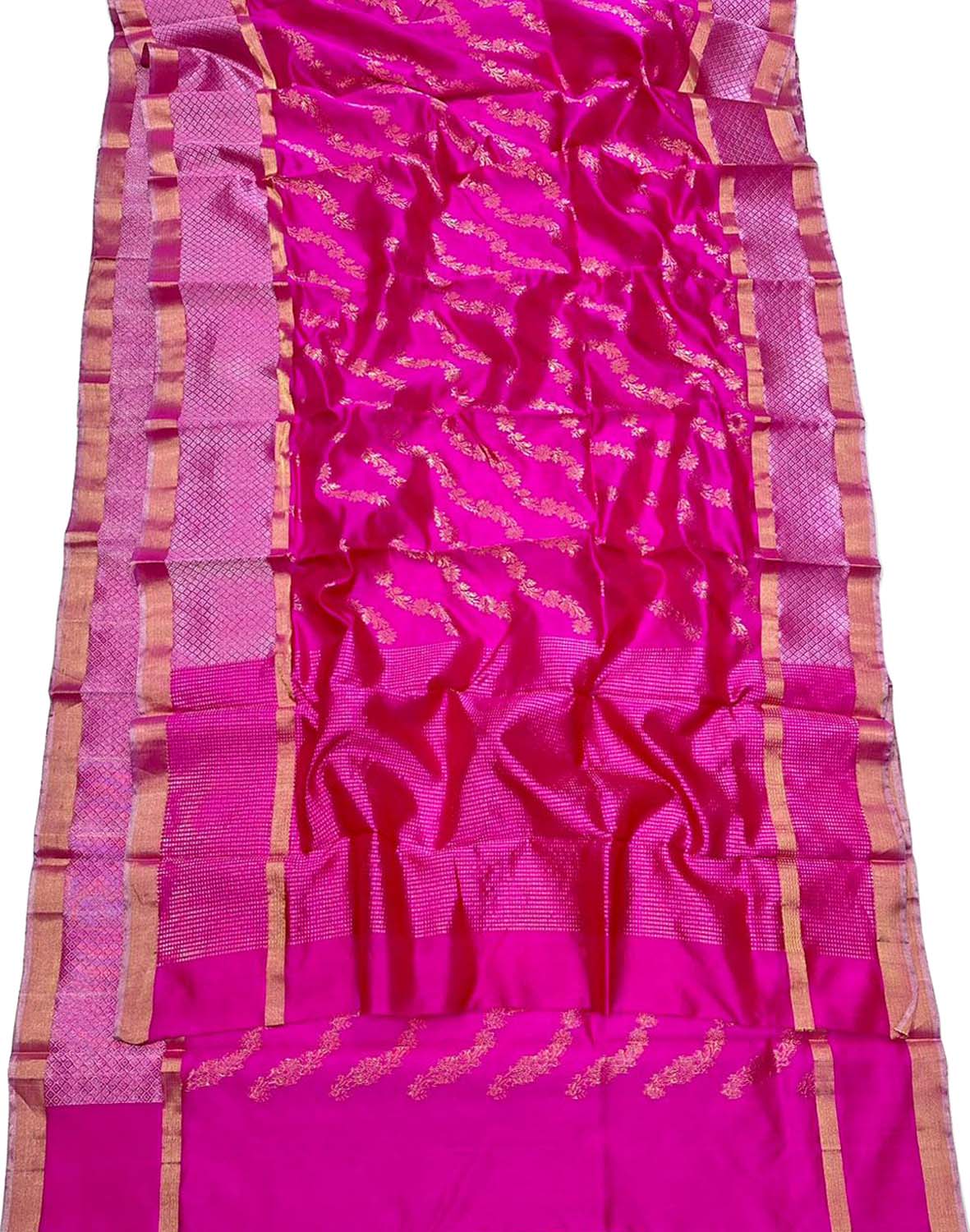 Exquisite Pink Chanderi Handloom Silk Saree - Luxurion World