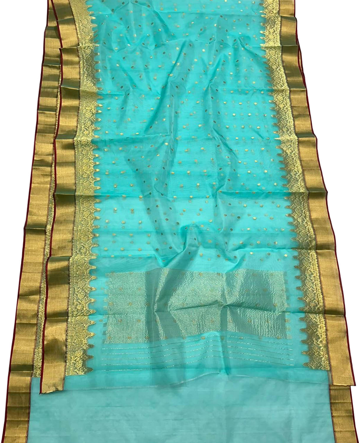 Blue Chanderi Handloom Pure Katan Silk Saree - Elegant and Timeless - Luxurion World